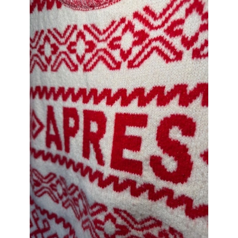 A New Day Womens Apres Ski Fair Isle Mock Neck Sweater Red Cream Medium - Picture 2 of 5